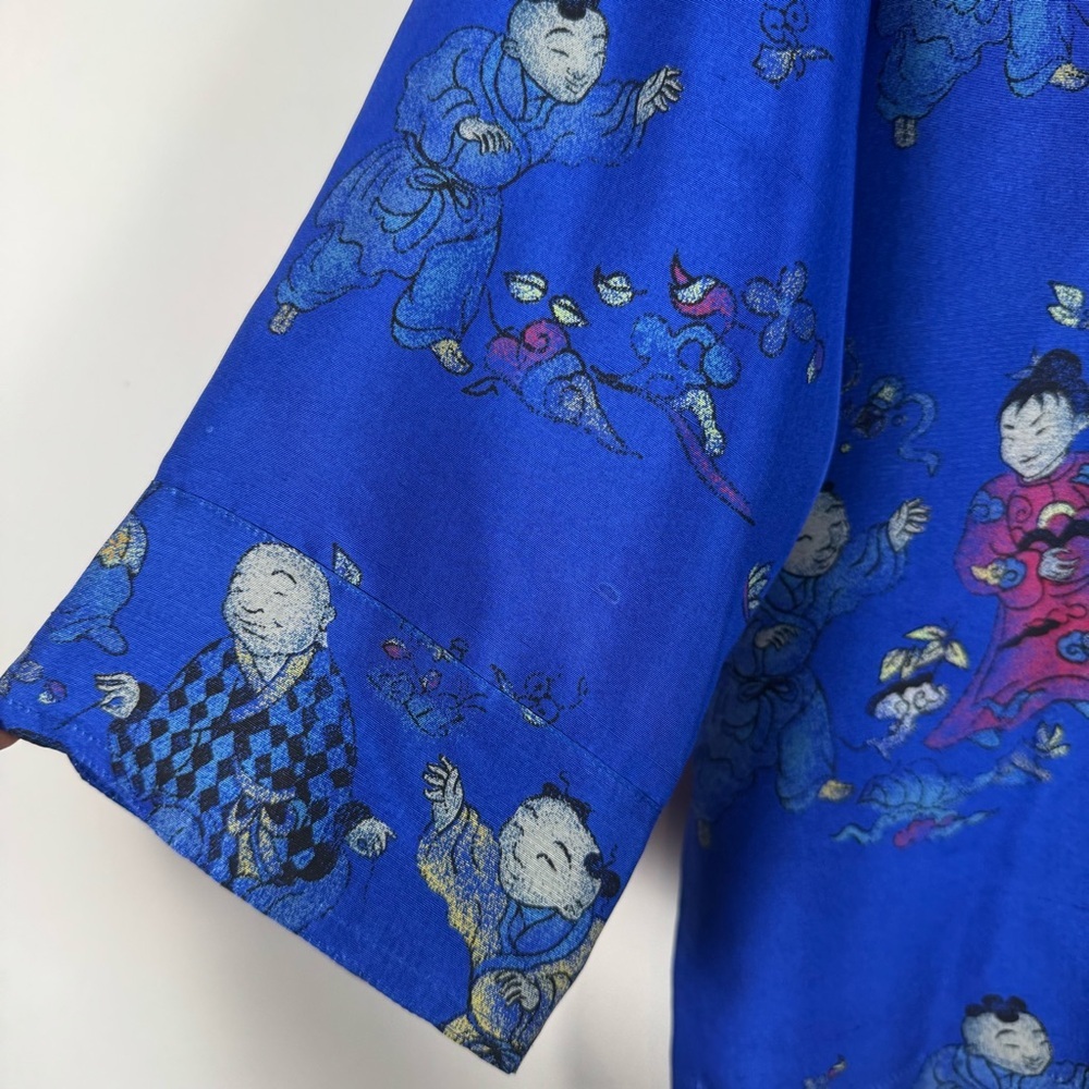 Chico's Design‎ VTG Button-up Blouse Women Size Large Asian-Inspired 100% Silk - Picture 6 of 13